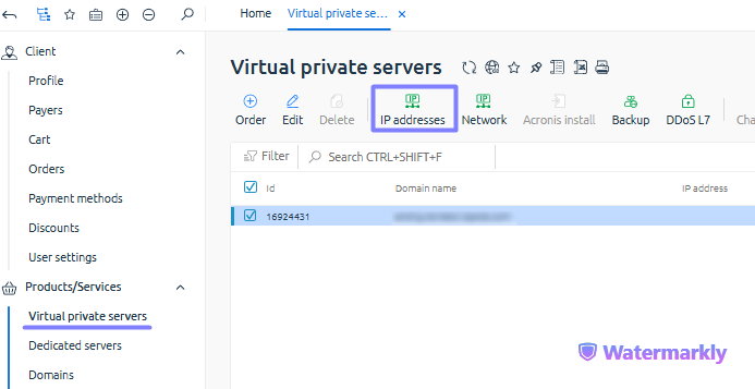 IP addresses in ispmanager