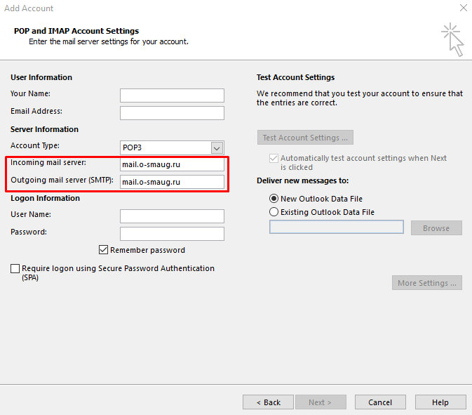 utah mail account settings for outlook